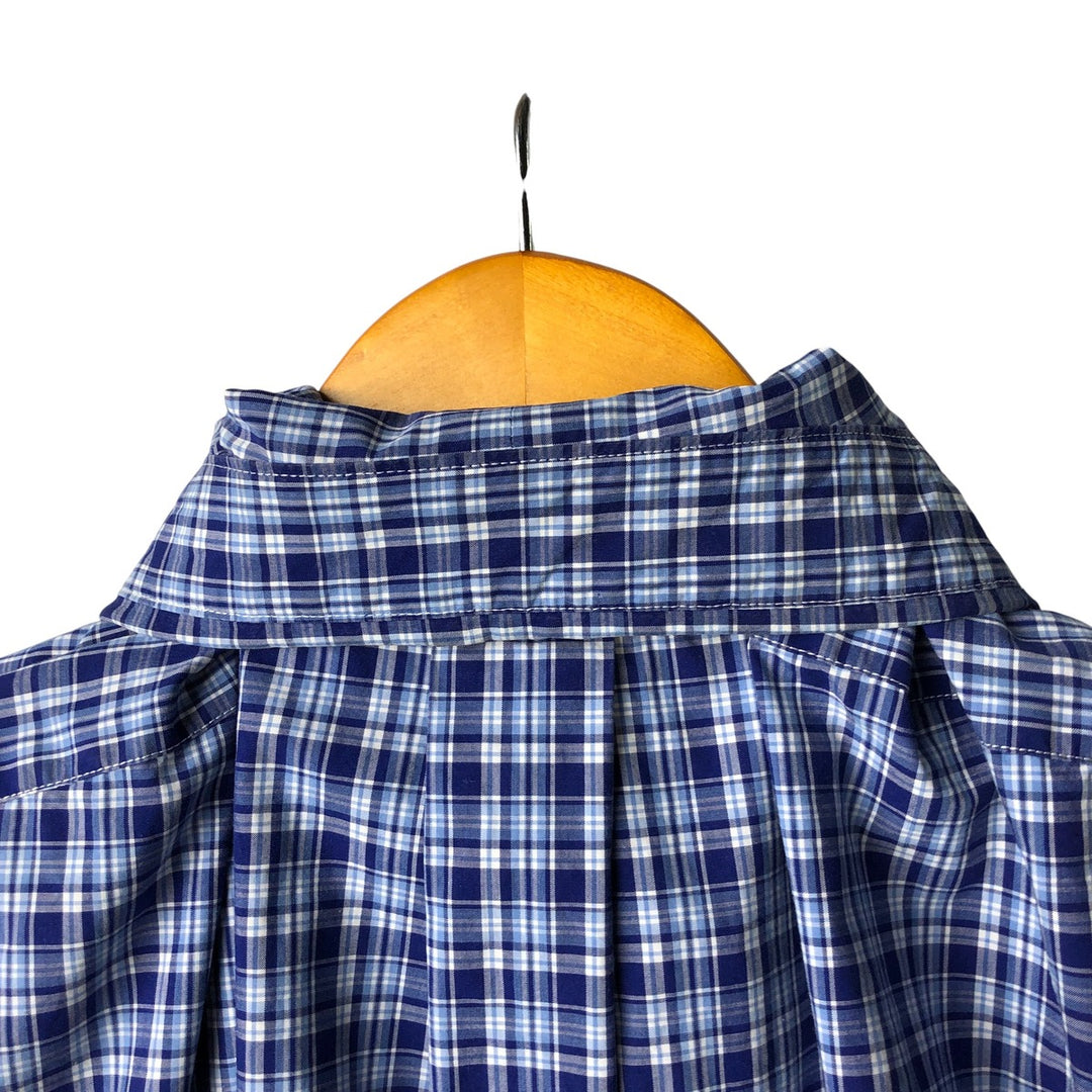 Ralph Lauren long sleeve button down check shirt, men's size L cotton navy blue type Vintage Second Hand