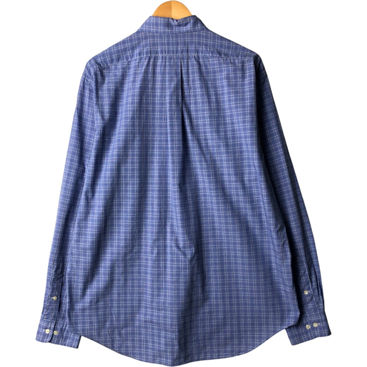 Ralph Lauren YARMOUTH Long Sleeve Button-Down Check Shirt, Men's Size L cotton blue type Vintage Second Hand