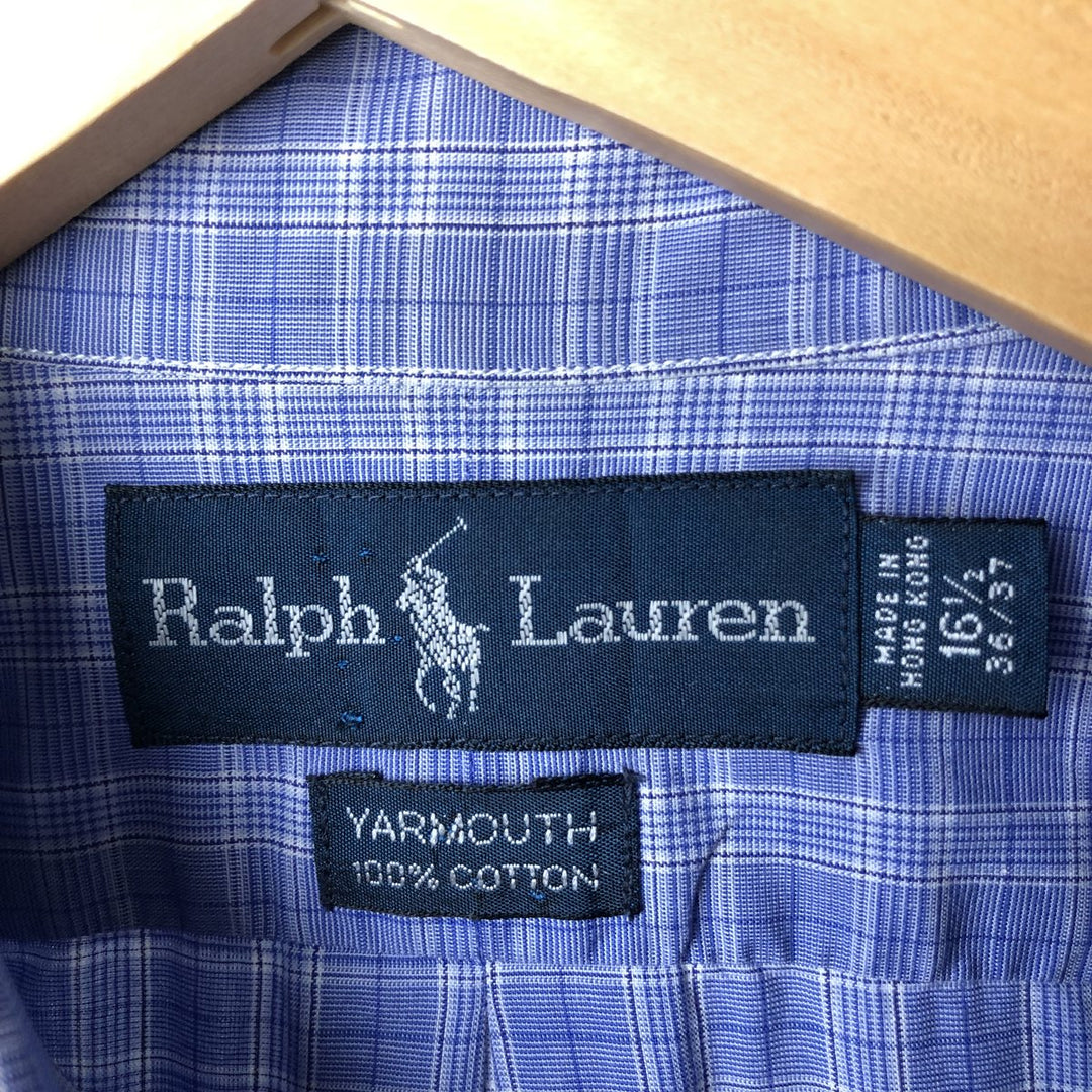Ralph Lauren YARMOUTH Long Sleeve Button-Down Check Shirt, Men's Size L cotton blue type Vintage Second Hand