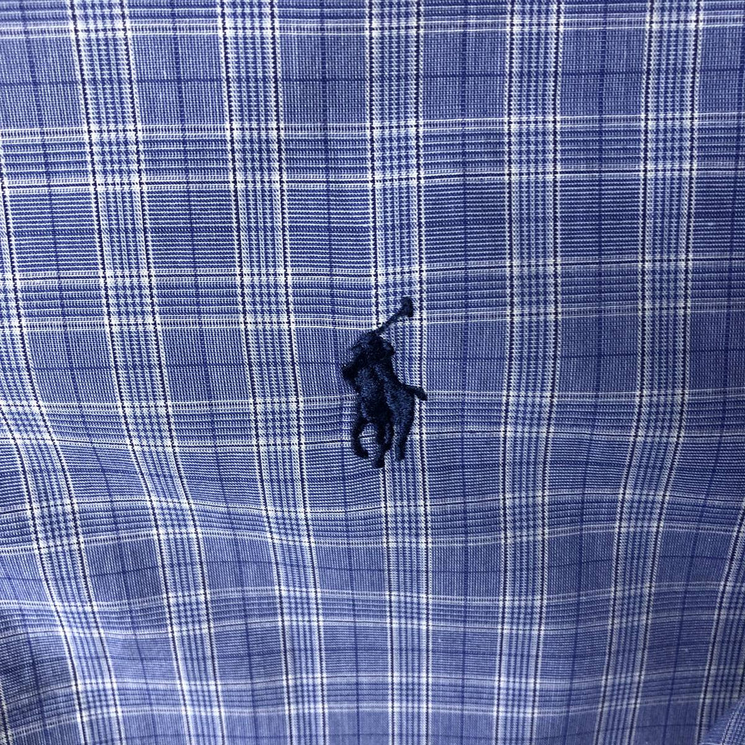 Ralph Lauren YARMOUTH Long Sleeve Button-Down Check Shirt, Men's Size L cotton blue type Vintage Second Hand