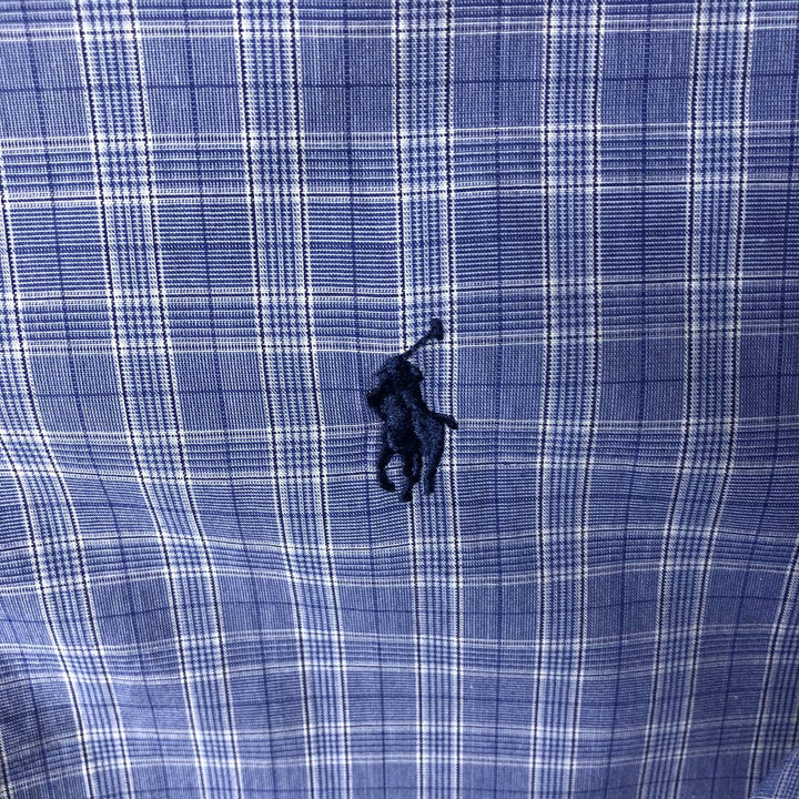 Ralph Lauren YARMOUTH Long Sleeve Button-Down Check Shirt, Men's Size L cotton blue type Vintage Second Hand