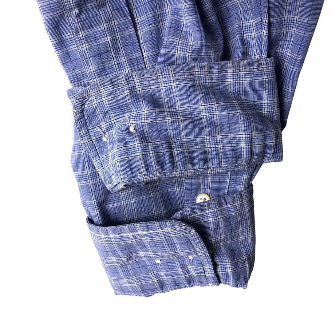 Ralph Lauren YARMOUTH Long Sleeve Button-Down Check Shirt, Men's Size L cotton blue type Vintage Second Hand