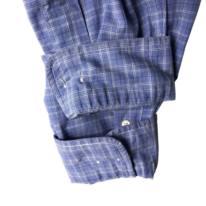 Ralph Lauren YARMOUTH Long Sleeve Button-Down Check Shirt, Men's Size L cotton blue type Vintage Second Hand
