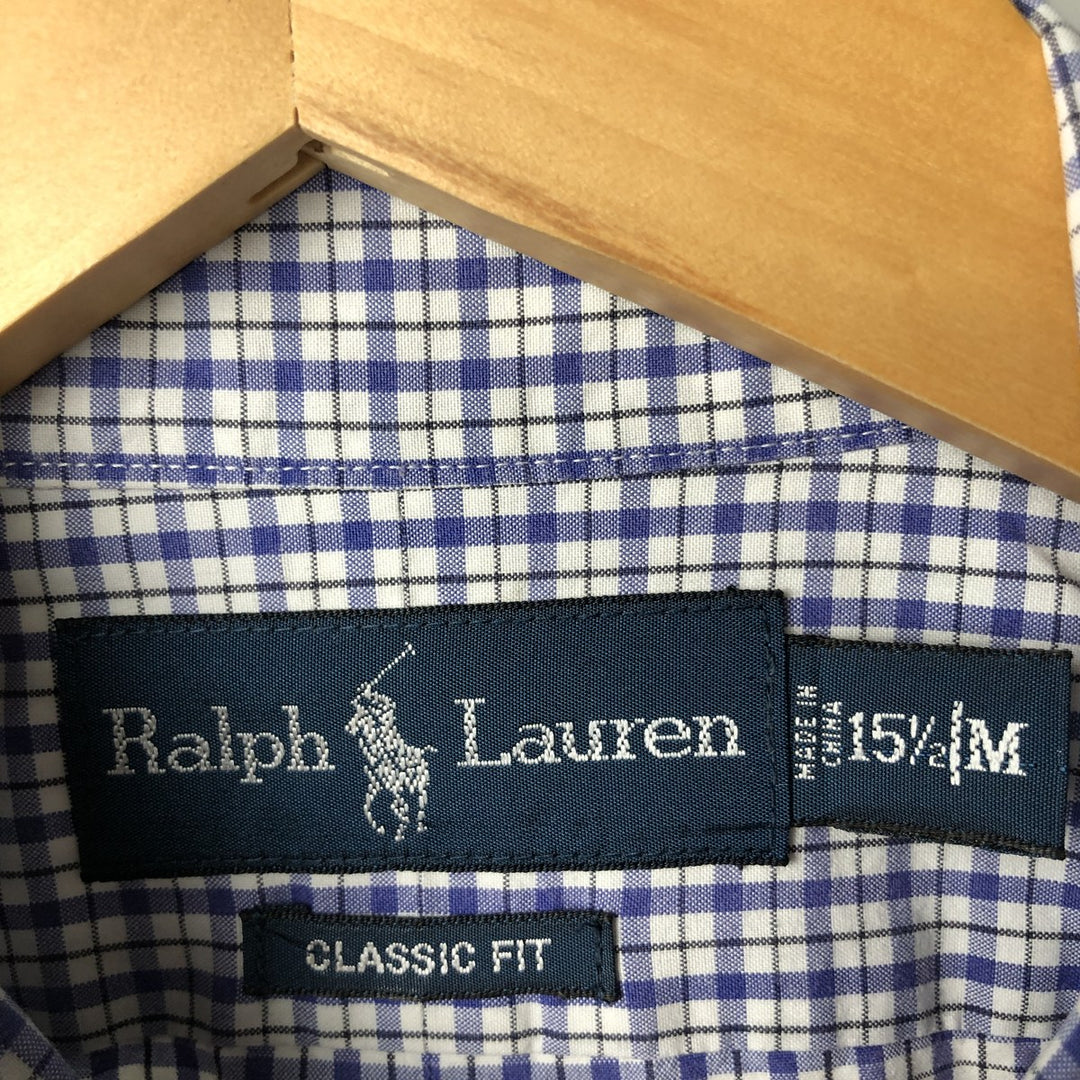 Ralph Lauren Classic Fit Long Sleeve Button Down Check Shirt Men's M cotton white type Vintage Second Hand