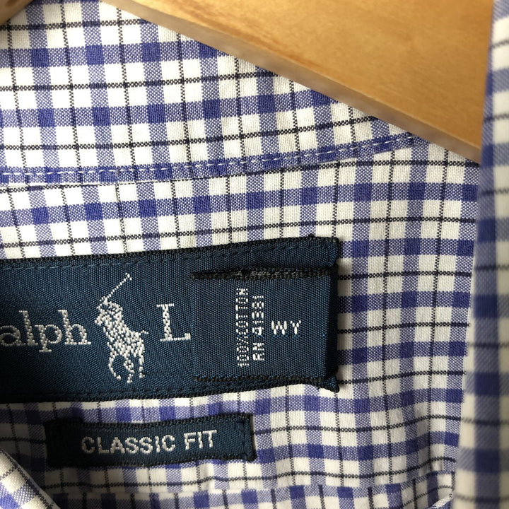 Ralph Lauren Classic Fit Long Sleeve Button Down Check Shirt Men's M cotton white type Vintage Second Hand