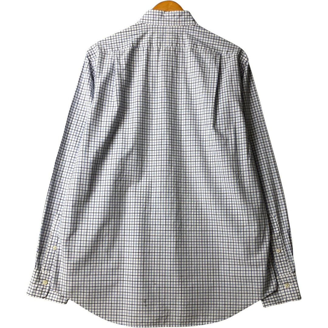 Ralph Lauren POLO RALPH LAUREN wide collar long sleeve cotton check shirt, men's size L cotton white type Vintage Second Hand
