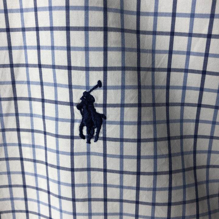 Ralph Lauren POLO RALPH LAUREN wide collar long sleeve cotton check shirt, men's size L cotton white type Vintage Second Hand