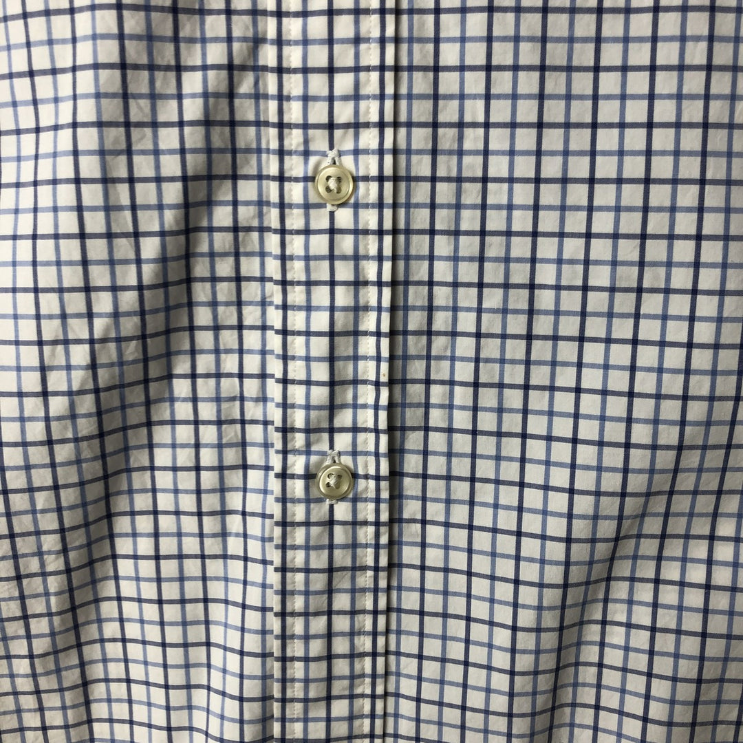 Ralph Lauren POLO RALPH LAUREN wide collar long sleeve cotton check shirt, men's size L cotton white type Vintage Second Hand