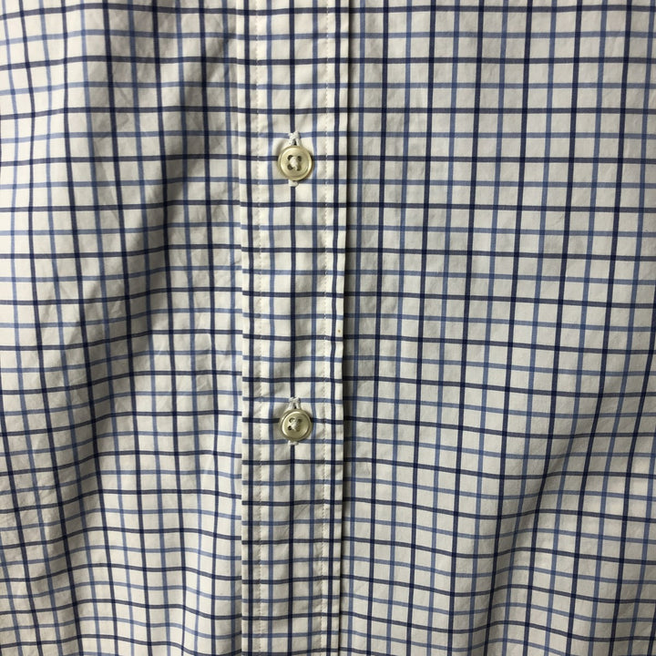 Ralph Lauren POLO RALPH LAUREN wide collar long sleeve cotton check shirt, men's size L cotton white type Vintage Second Hand