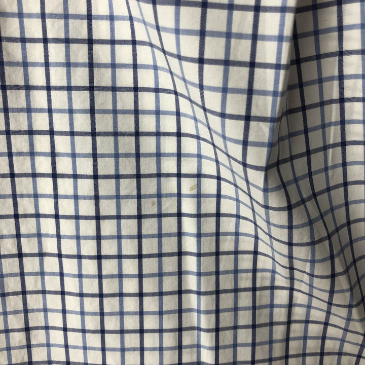 Ralph Lauren POLO RALPH LAUREN wide collar long sleeve cotton check shirt, men's size L cotton white type Vintage Second Hand