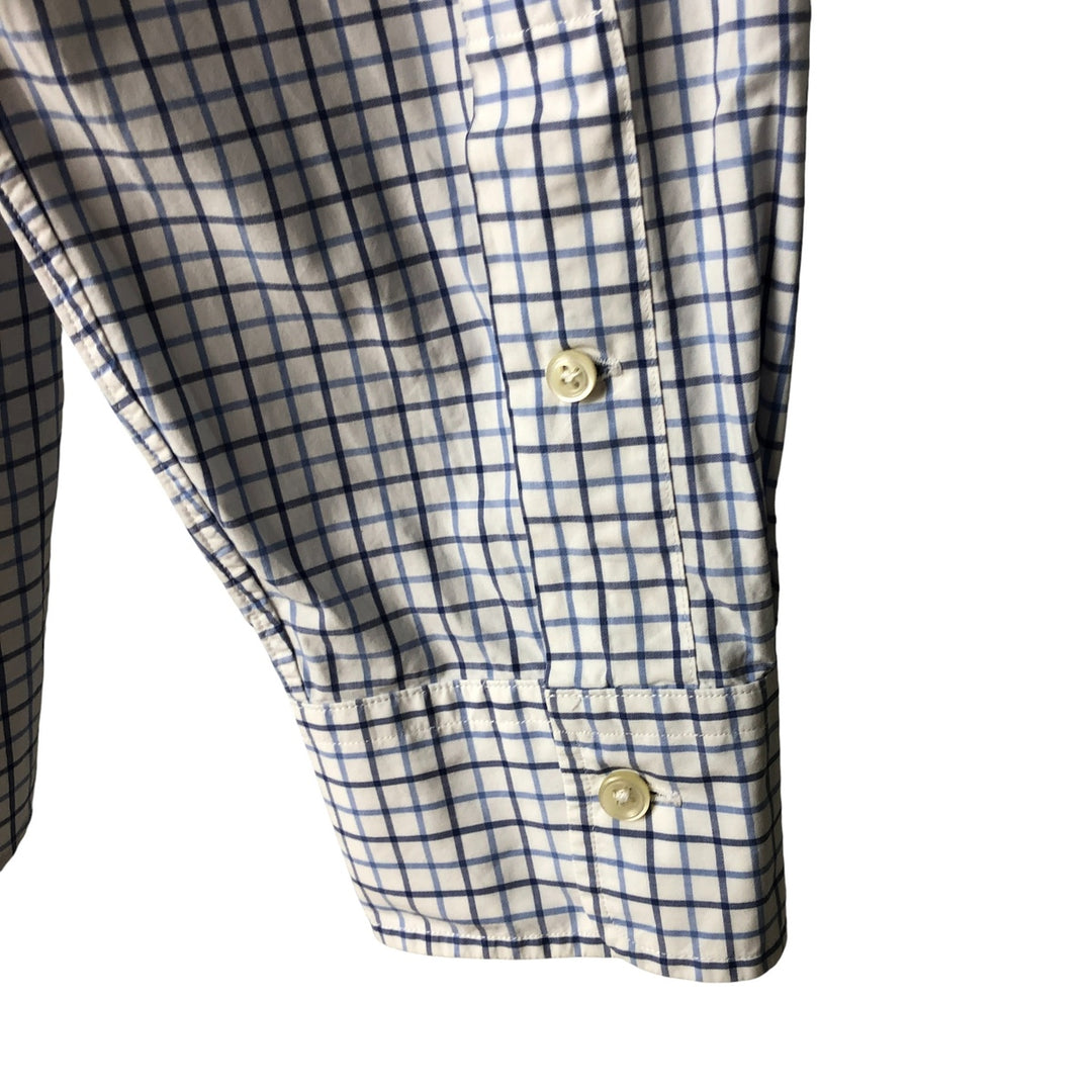 Ralph Lauren POLO RALPH LAUREN wide collar long sleeve cotton check shirt, men's size L cotton white type Vintage Second Hand