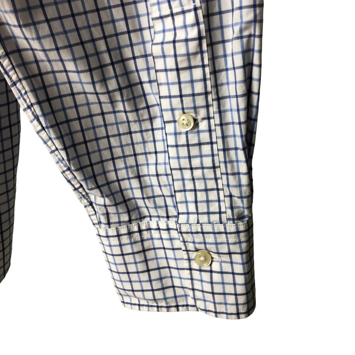 Ralph Lauren POLO RALPH LAUREN wide collar long sleeve cotton check shirt, men's size L cotton white type Vintage Second Hand