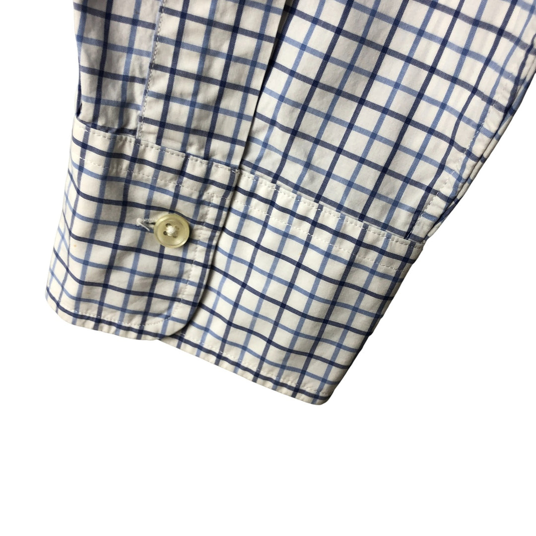 Ralph Lauren POLO RALPH LAUREN wide collar long sleeve cotton check shirt, men's size L cotton white type Vintage Second Hand