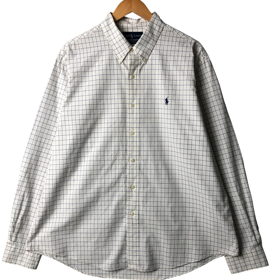 Ralph Lauren CUSTOM FIT long sleeve button down check shirt men's XXL cotton white type Vintage Second Hand