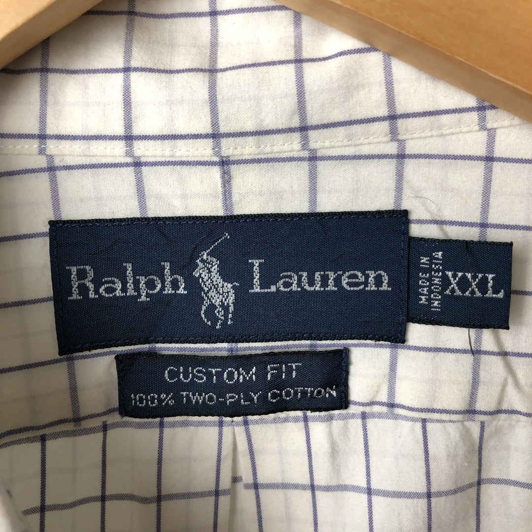Ralph Lauren CUSTOM FIT long sleeve button down check shirt men's XXL cotton white type Vintage Second Hand