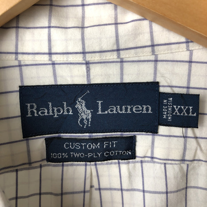 Ralph Lauren CUSTOM FIT long sleeve button down check shirt men's XXL cotton white type Vintage Second Hand