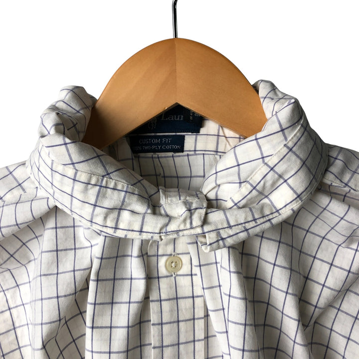 Ralph Lauren CUSTOM FIT long sleeve button down check shirt men's XXL cotton white type Vintage Second Hand