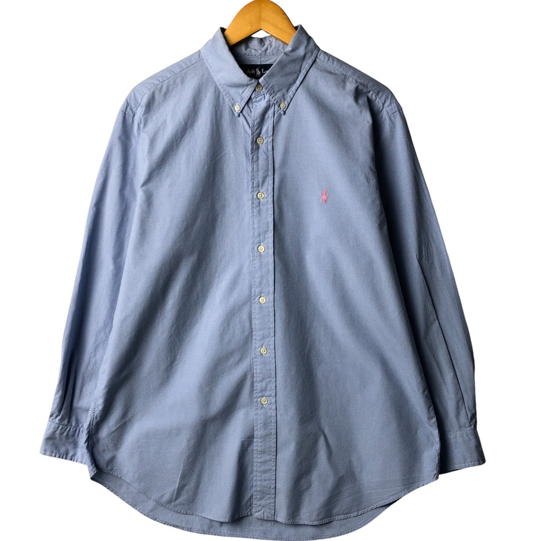Ralph Lauren Classic Fit Long Sleeve Button Down Check Shirt Men's Size L cotton white type Vintage Second Hand
