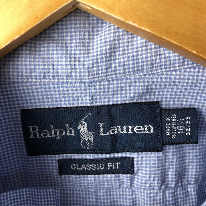 Ralph Lauren Classic Fit Long Sleeve Button Down Check Shirt Men's Size L cotton white type Vintage Second Hand