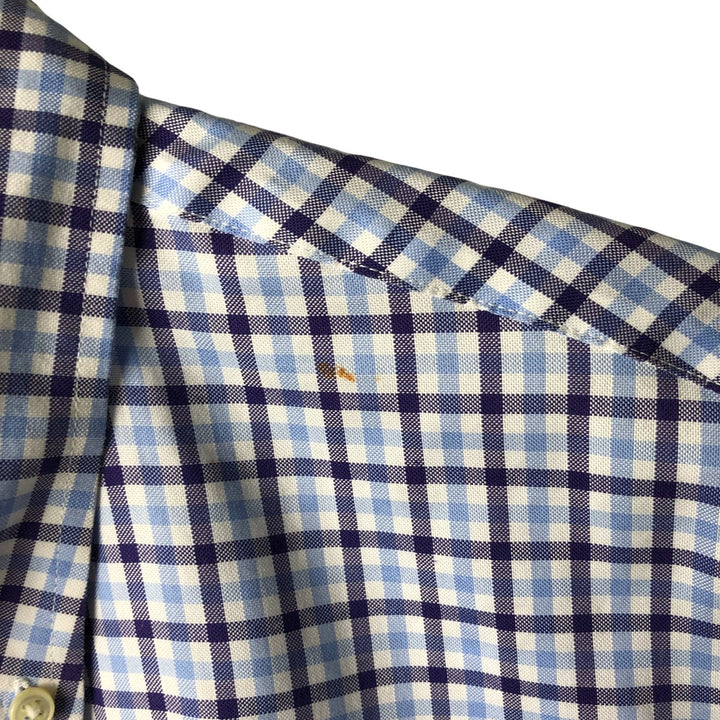 Ralph Lauren Non-Iron Long Sleeve Button-Down Check Shirt, Men's Size L cotton white type Vintage Second Hand