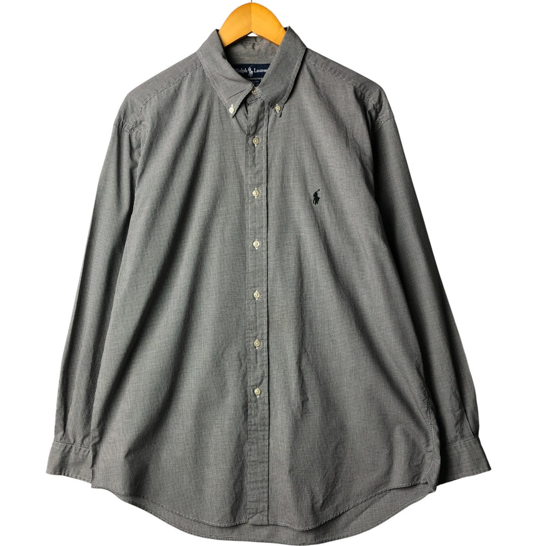 Ralph Lauren YARMOUTH Gingham Check Long Sleeve Button-Down Check Shirt Men's Size L cotton white type Vintage Second Hand