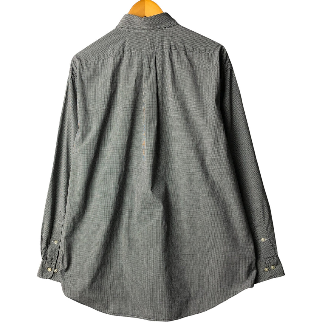 Ralph Lauren YARMOUTH Gingham Check Long Sleeve Button-Down Check Shirt Men's Size L cotton white type Vintage Second Hand