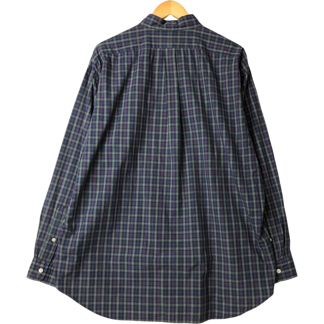 Ralph Lauren BLAKE long sleeve button down check shirt, men's XL size cotton navy blue type Vintage Second Hand