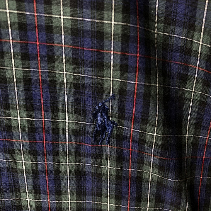 Ralph Lauren BLAKE long sleeve button down check shirt, men's XL size cotton navy blue type Vintage Second Hand