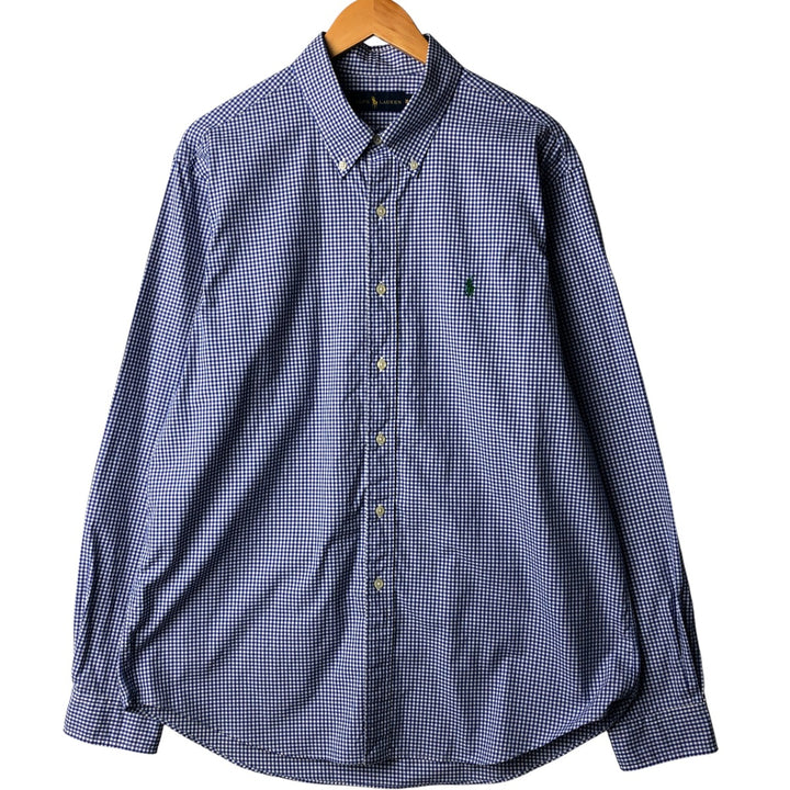 Ralph Lauren Gingham Check Long Sleeve Button-Down Check Shirt Men's XL cotton blue type Vintage Second Hand