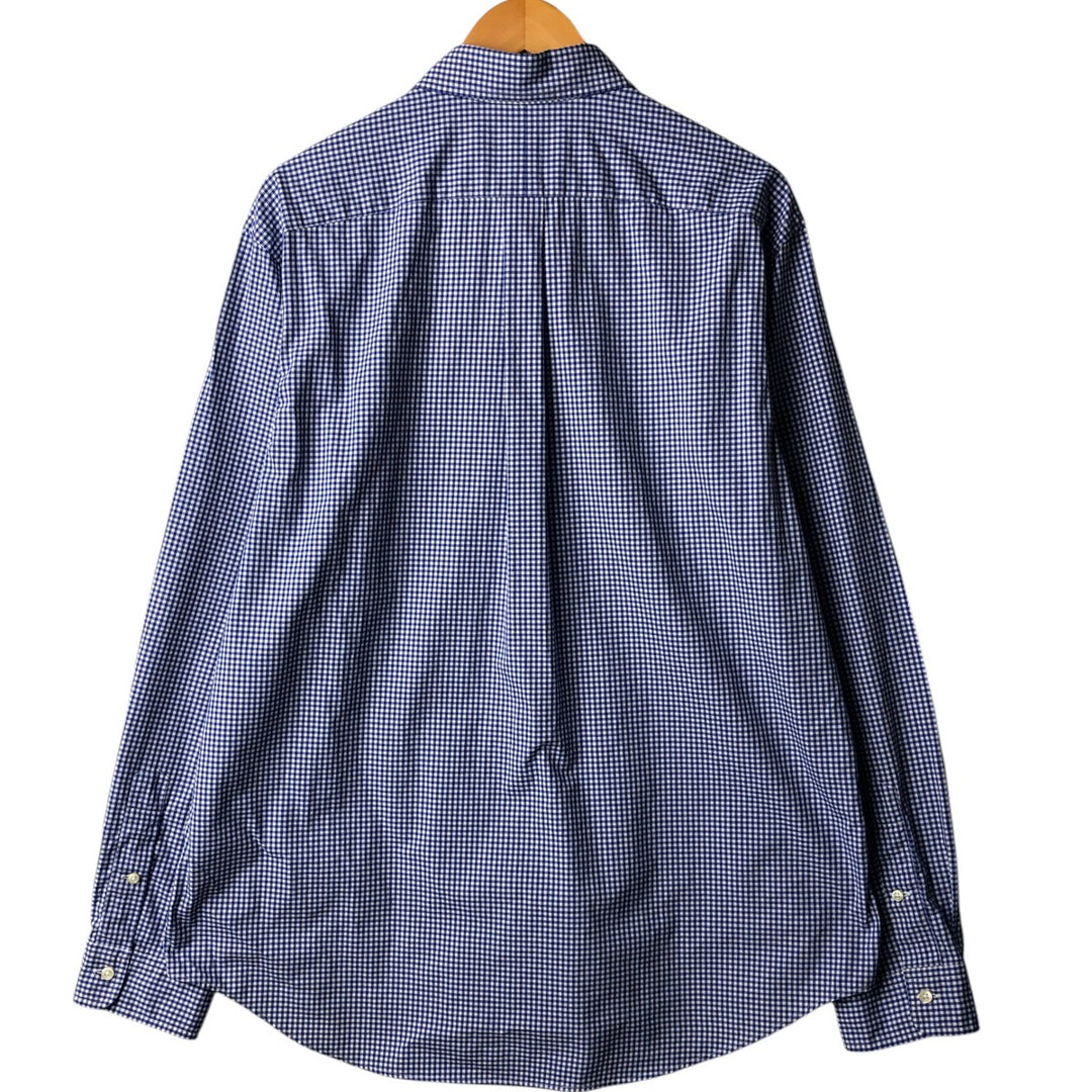 Ralph Lauren Gingham Check Long Sleeve Button-Down Check Shirt Men's XL cotton blue type Vintage Second Hand