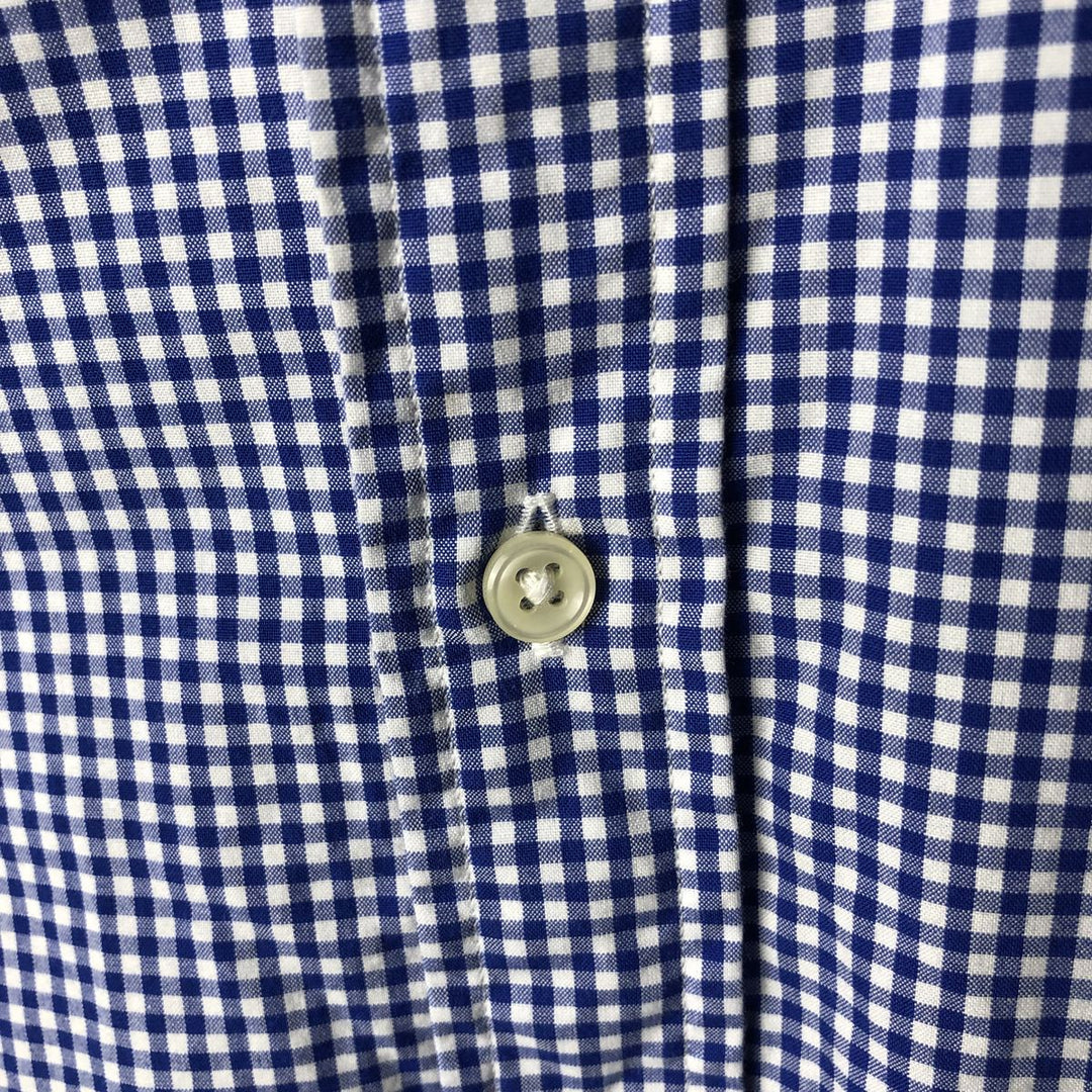 Ralph Lauren Gingham Check Long Sleeve Button-Down Check Shirt Men's XL cotton blue type Vintage Second Hand
