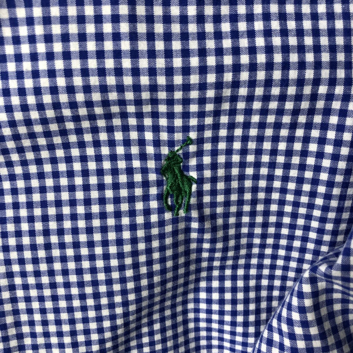Ralph Lauren Gingham Check Long Sleeve Button-Down Check Shirt Men's XL cotton blue type Vintage Second Hand