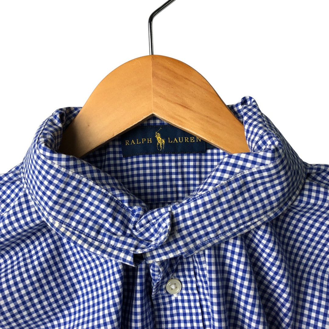 Ralph Lauren Gingham Check Long Sleeve Button-Down Check Shirt Men's XL cotton blue type Vintage Second Hand