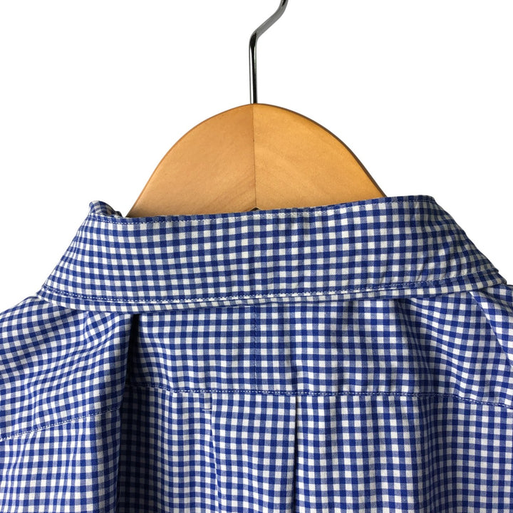 Ralph Lauren Gingham Check Long Sleeve Button-Down Check Shirt Men's XL cotton blue type Vintage Second Hand