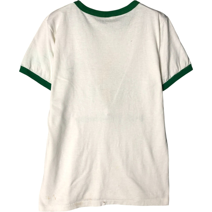 80'S Champion Tricot Tag Ringer T-shirt, Made in USA, Men's M size, Vintage cotton white type Vintage Second Hand