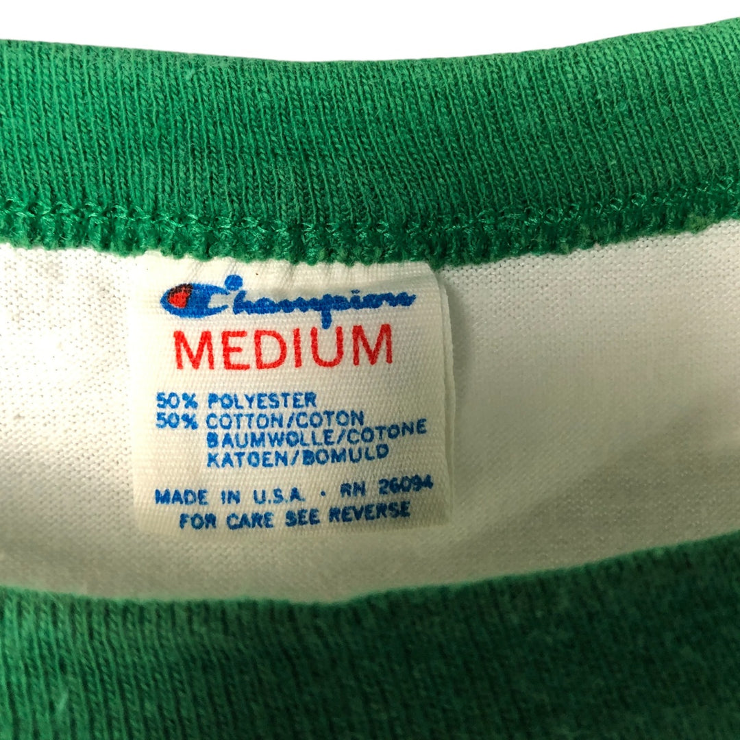 80'S Champion Tricot Tag Ringer T-shirt, Made in USA, Men's M size, Vintage cotton white type Vintage Second Hand