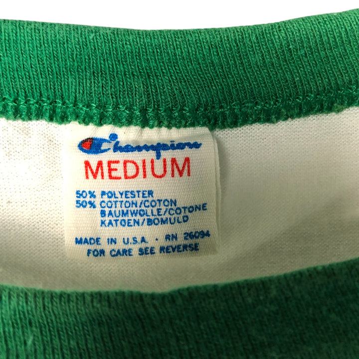 80'S Champion Tricot Tag Ringer T-shirt, Made in USA, Men's M size, Vintage cotton white type Vintage Second Hand
