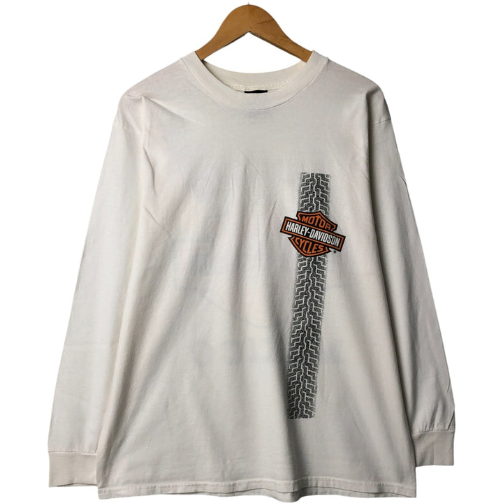 Harley-Davidson Motorcycle Long Sleeve T-Shirt, Men's Size L cotton white type Vintage Second Hand