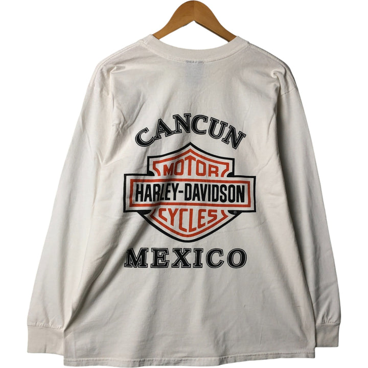 Harley-Davidson Motorcycle Long Sleeve T-Shirt, Men's Size L cotton white type Vintage Second Hand