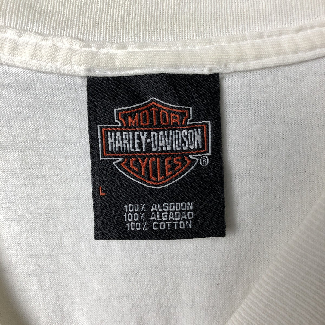 Harley-Davidson Motorcycle Long Sleeve T-Shirt, Men's Size L cotton white type Vintage Second Hand