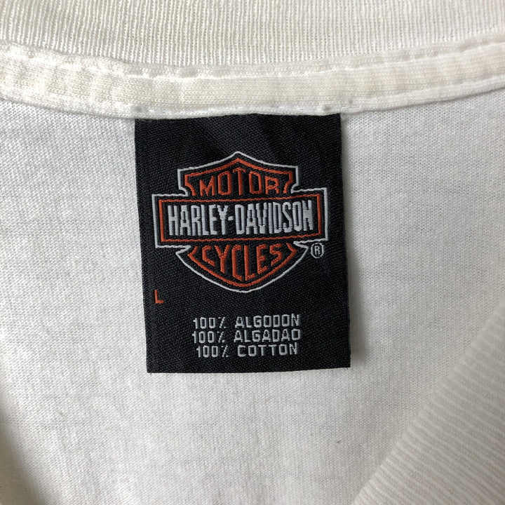 Harley-Davidson Motorcycle Long Sleeve T-Shirt, Men's Size L cotton white type Vintage Second Hand