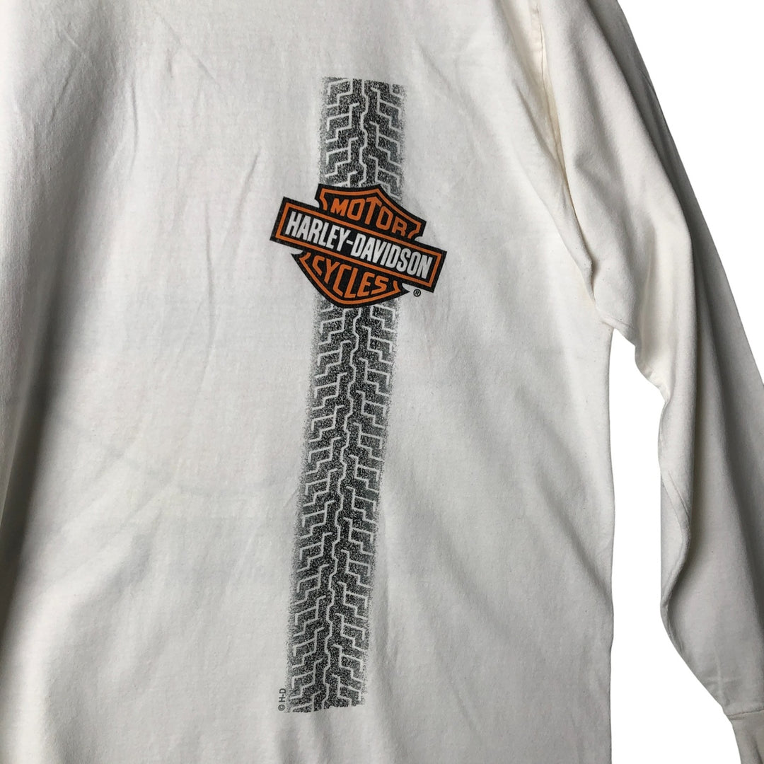 Harley-Davidson Motorcycle Long Sleeve T-Shirt, Men's Size L cotton white type Vintage Second Hand
