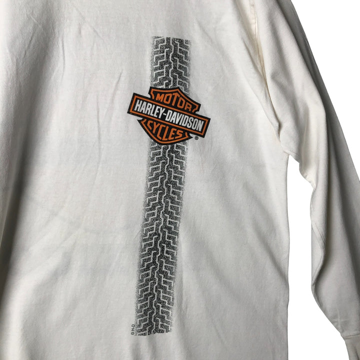 Harley-Davidson Motorcycle Long Sleeve T-Shirt, Men's Size L cotton white type Vintage Second Hand