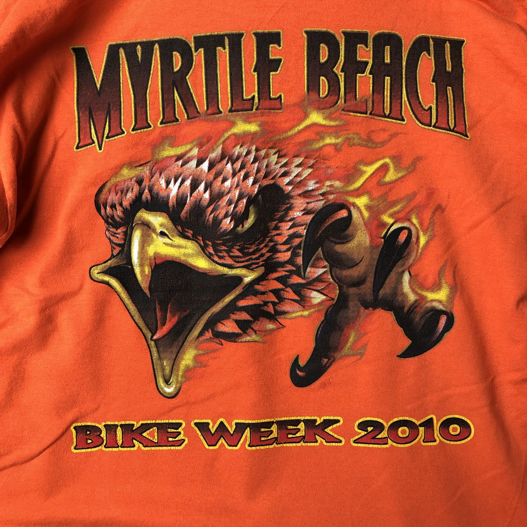 Gildan Eagle Pattern Long Sleeve T-Shirt, Men's Size Medium cotton orange type Vintage Second Hand