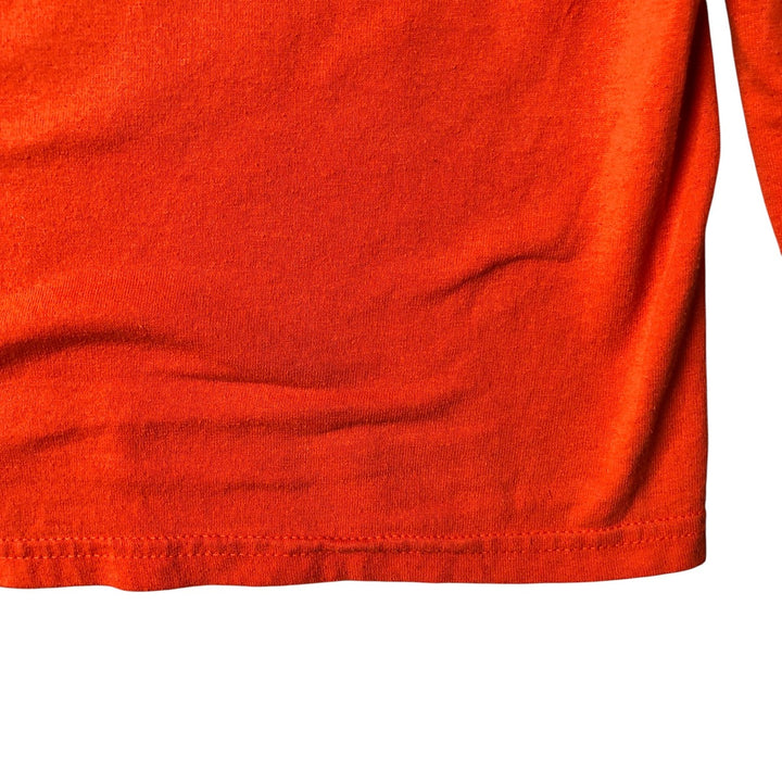 Gildan Eagle Pattern Long Sleeve T-Shirt, Men's Size Medium cotton orange type Vintage Second Hand