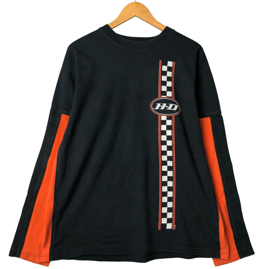 2000'S Harley-Davidson Motorcycle Long Sleeve T-Shirt, Made in USA, Men's Size XL cotton black type Vintage Second Hand