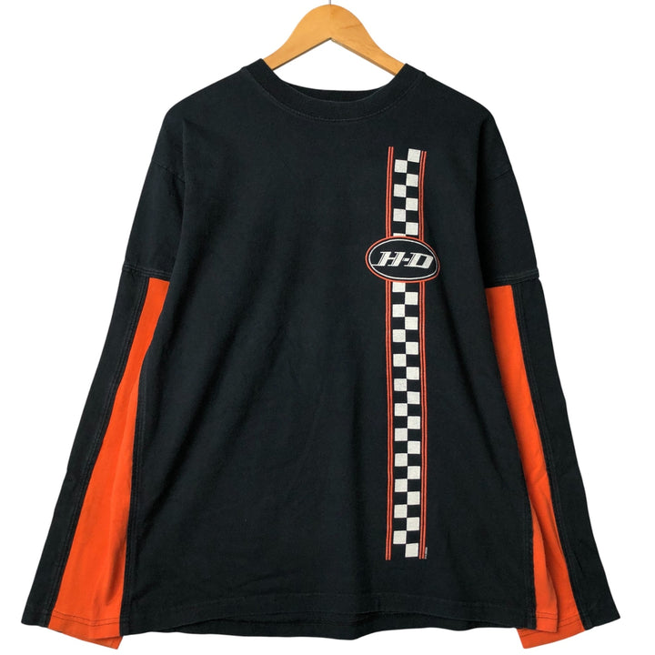 2000'S Harley-Davidson Motorcycle Long Sleeve T-Shirt, Made in USA, Men's Size XL cotton black type Vintage Second Hand