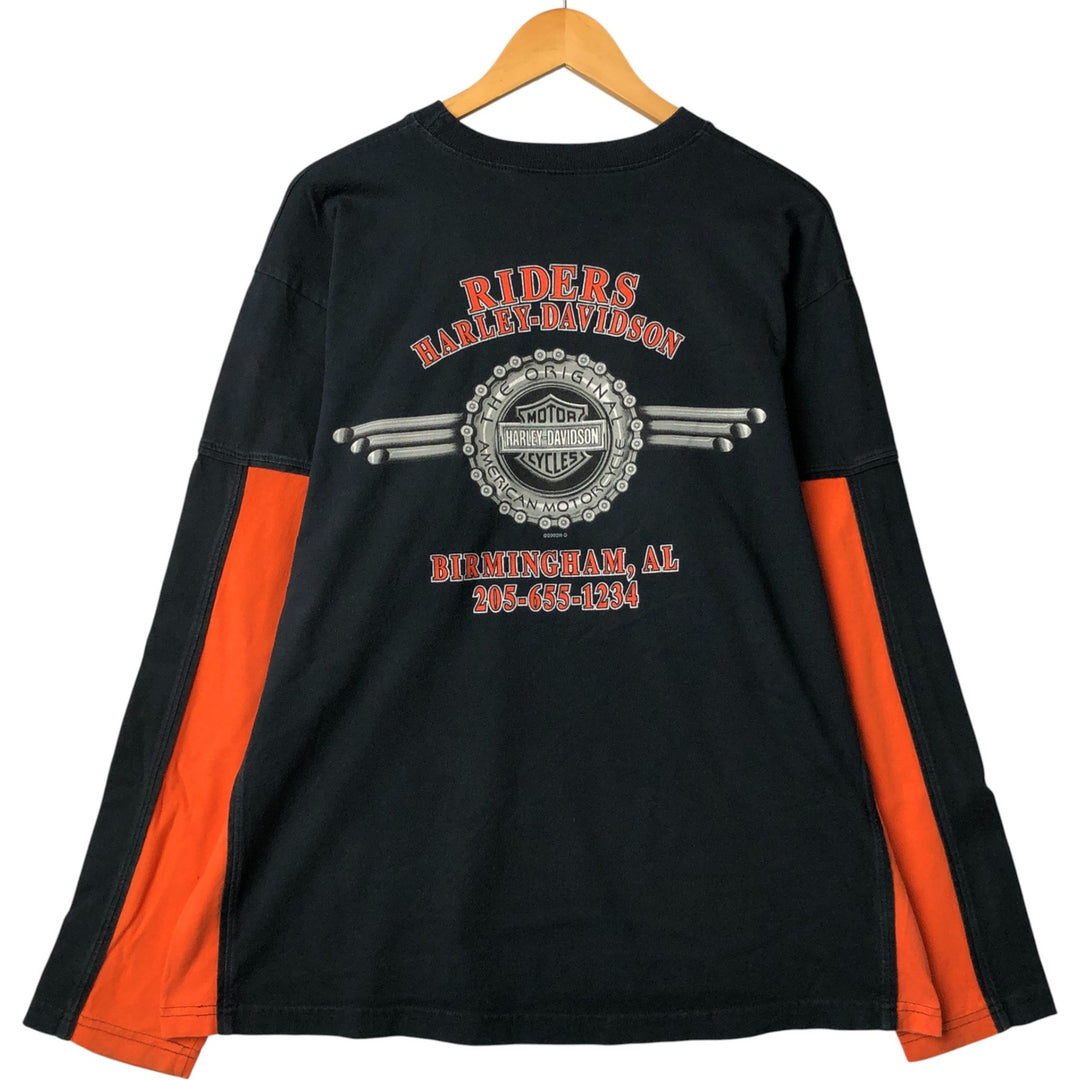 2000'S Harley-Davidson Motorcycle Long Sleeve T-Shirt, Made in USA, Men's Size XL cotton black type Vintage Second Hand
