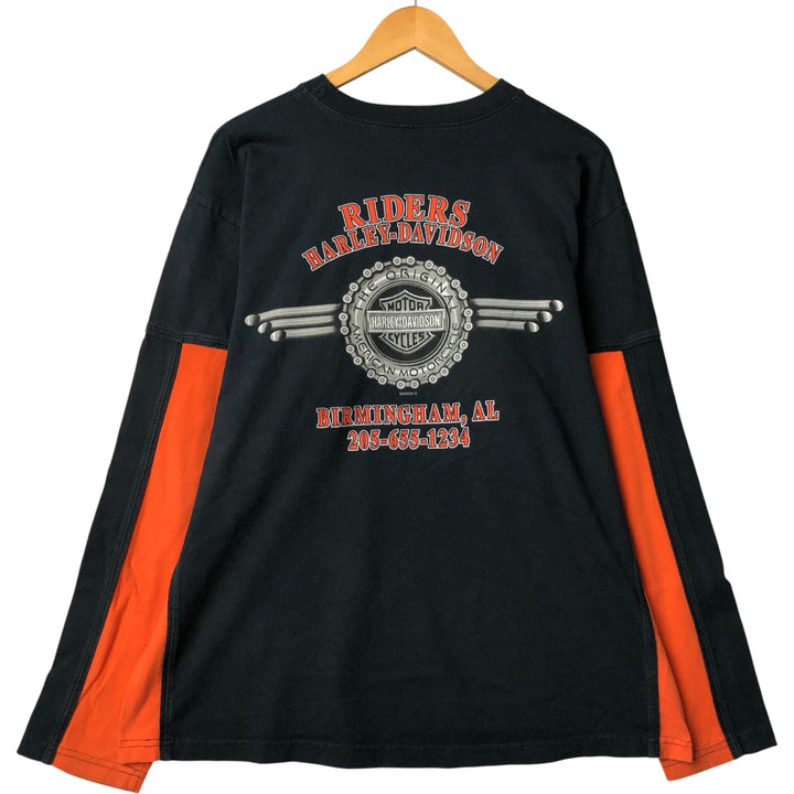 2000'S Harley-Davidson Motorcycle Long Sleeve T-Shirt, Made in USA, Men's Size XL cotton black type Vintage Second Hand