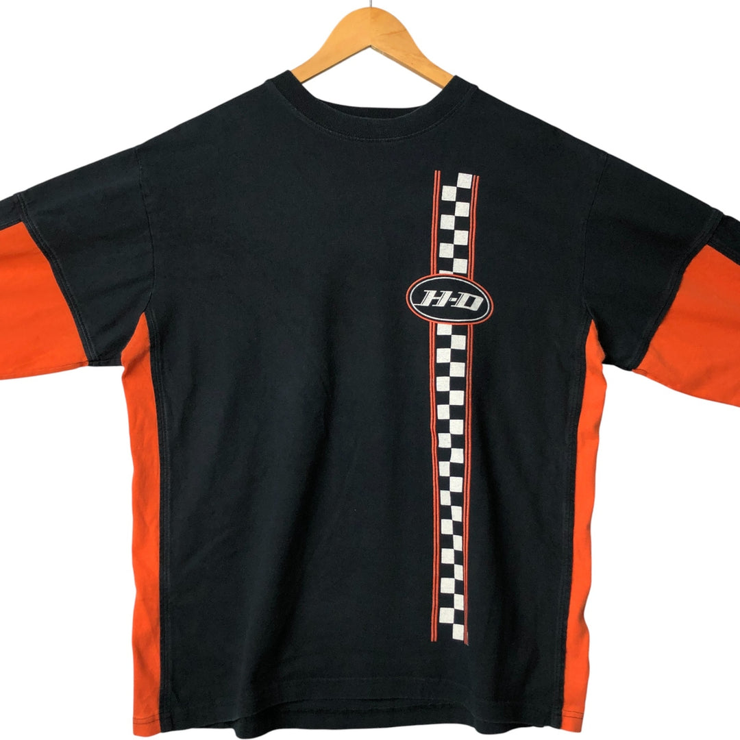 2000'S Harley-Davidson Motorcycle Long Sleeve T-Shirt, Made in USA, Men's Size XL cotton black type Vintage Second Hand